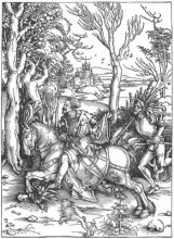 Копия картины "рыцарь и ландскнехт" художника "дюрер альбрехт"