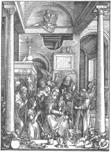 Копия картины "дева мария почитаемая ангелами и святыми" художника "дюрер альбрехт"