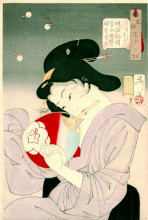 Копия картины "delighted- the appearance of a geisha today, during the meiji era" художника "ёситоси цукиока"