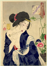 Картина "looking as if she is waking up - the appearance of a maiden of the koka era" художника "ёситоси цукиока"
