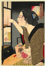 Картина "looking dark - the appearance of a wife during the meiji era" художника "ёситоси цукиока"