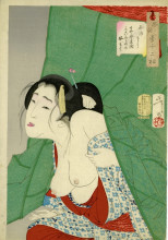 Картина "looking itchy - the appearance of a kept woman of the kaei era" художника "ёситоси цукиока"