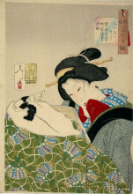 Копия картины "looking warm - the appearance of an urban widow of the kansei era" художника "ёситоси цукиока"