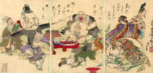 Репродукция картины "the seven lucky gods" художника "ёситоси цукиока"