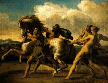 Картина "slaves stopping a horse, study for the race of the barbarian horses" художника "жерико теодор"