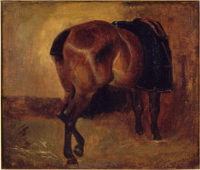 Репродукция картины "study for bay horse seen from behind" художника "жерико теодор"