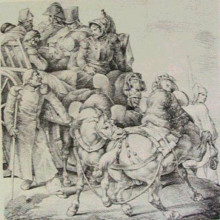 Репродукция картины "wagons filled with&#160;wounded soldiers" художника "жерико теодор"