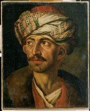 Репродукция картины "head of an oriental, or portrait presumed to be mustapha" художника "жерико теодор"