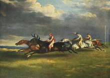 Копия картины "дерби 1821 года в эпсоме" художника "жерико теодор"