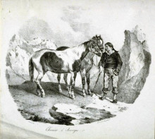 Репродукция картины "horses of the auvergne" художника "жерико теодор"