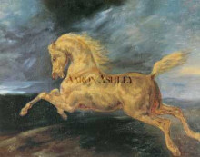 Репродукция картины "horse frightened by lightning" художника "жерико теодор"
