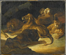 Репродукция картины "lying lions" художника "жерико теодор"