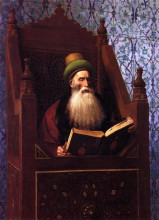 Репродукция картины "mufti reading in his prayer stool" художника "жером жан-леон"