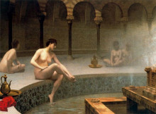 Копия картины "a bath, woman bathing her feet" художника "жером жан-леон"