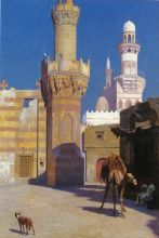 Картина "a hot day in cairo (front of the mosque)" художника "жером жан-леон"