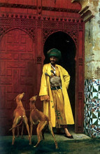 Картина "an arab and his dog" художника "жером жан-леон"
