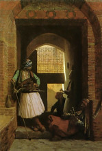 Репродукция картины "arnauts of cairo at the gate of bab-el-nasr" художника "жером жан-леон"
