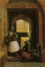 Картина "arnauts of cairo at the gate of bab-el-nasr" художника "жером жан-леон"