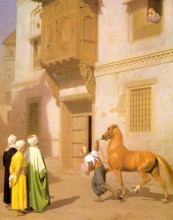 Копия картины "cairene horse dealer" художника "жером жан-леон"