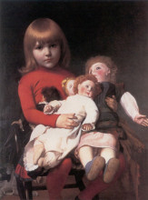Репродукция картины "madeleine juliette gerome and her dolls" художника "жером жан-леон"