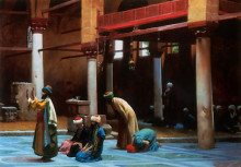 Репродукция картины "prayer in the mosque" художника "жером жан-леон"