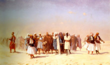 Репродукция картины "egyptian recruits crossing the desert" художника "жером жан-леон"