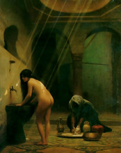 Репродукция картины "the moorish bath" художника "жером жан-леон"