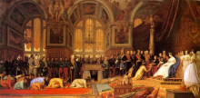 Копия картины "the reception of siamese ambassadors by emperor napoleon iii (1808-73) at the palace of fontainebleau, 27 june 1861" художника "жером жан-леон"