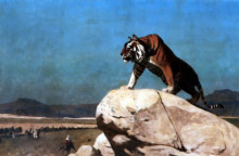 Репродукция картины "tiger on the watch" художника "жером жан-леон"