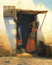 Репродукция картины "womanof cairo at her door" художника "жером жан-леон"