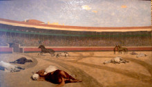 Репродукция картины "the end of the corrida" художника "жером жан-леон"