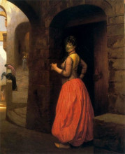 Картина "woman from cairo smoking a cigarette" художника "жером жан-леон"
