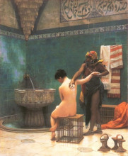 Репродукция картины "the bath" художника "жером жан-леон"