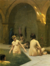 Репродукция картины "the bathers" художника "жером жан-леон"