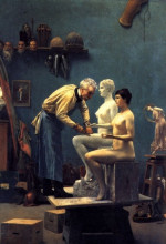 Копия картины "working in marble, or the artist sculpting tanagra" художника "жером жан-леон"
