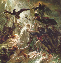 Картина "ossian receiving the ghosts of the french heroes" художника "жироде-триозон анн-луи"