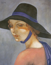 Репродукция картины "portrait of a young woman in a hat (jadwiga zak)" художника "зак евгений савельевич"