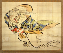 Копия картины "the ibaraki demon snatches back her arm" художника "зешин шибата"