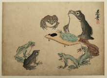 Репродукция картины "frogs" художника "зешин шибата"