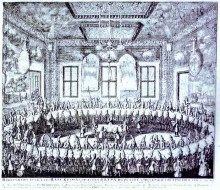 Копия картины "the wedding feast of peter i and catherine in the winter palace of peter i in st. petersburg on february 19, 1712" художника "зубов алексей"