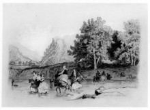 Репродукция картины "peasants crossing a stream" художника "икинс томас"