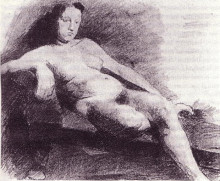 Репродукция картины "nude woman reclining on a couch" художника "икинс томас"