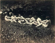 Репродукция картины "male nudes in a seated tug of war" художника "икинс томас"