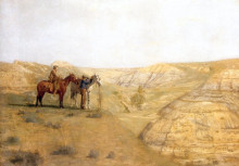 Репродукция картины "painting cowboys in the bad lands" художника "икинс томас"