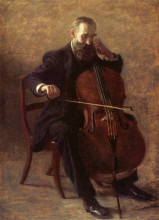 Репродукция картины "the cello player" художника "икинс томас"