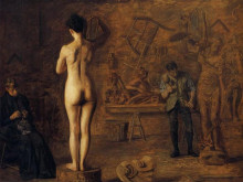 Картина "william rush carving his allegorical figure of the schuylkill river" художника "икинс томас"