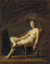 Репродукция картины "female nude figure study for arcadia" художника "икинс томас"