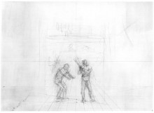 Репродукция картины "perspective drawing for baseball players practicing" художника "икинс томас"
