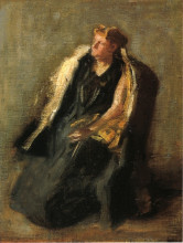 Репродукция картины "portrait of mrs. hubbard (sketch)" художника "икинс томас"