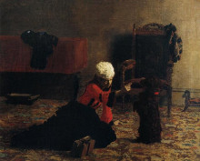 Репродукция картины "elizabeth crowell with a dog" художника "икинс томас"